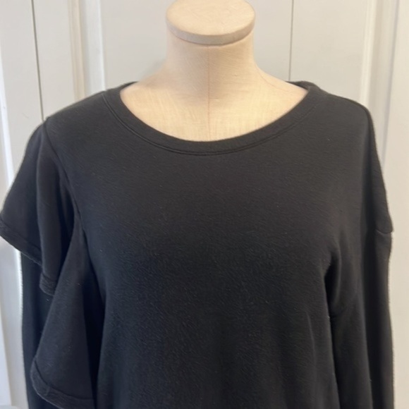 Splendid Westfourth Black Pullover Sweatshirt with One Side Ruffle Accent - Picture 8 of 16
